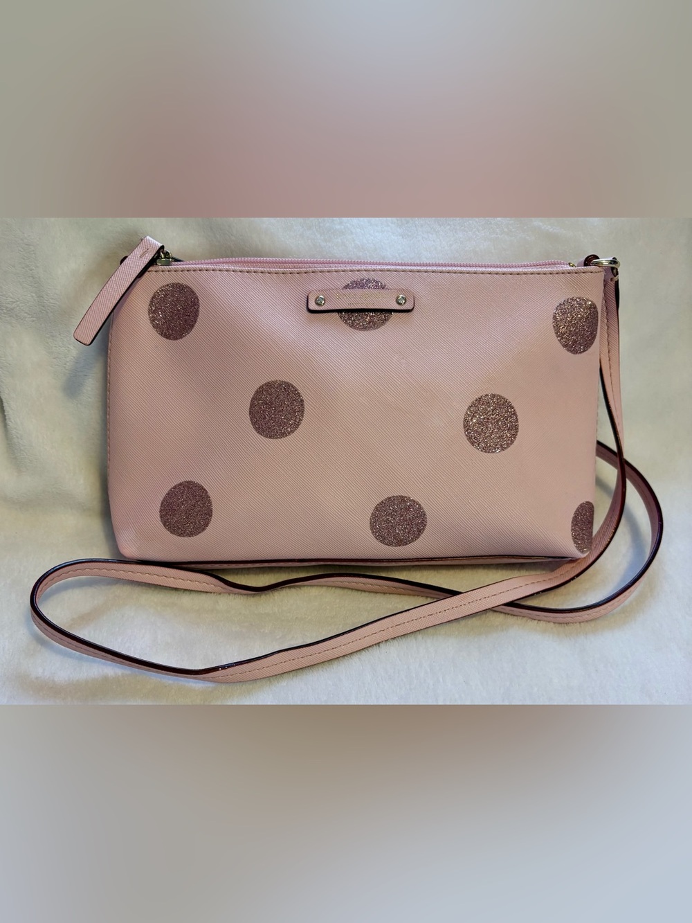 kate spade Pink Glitter Polka Dot Crossbody Bag